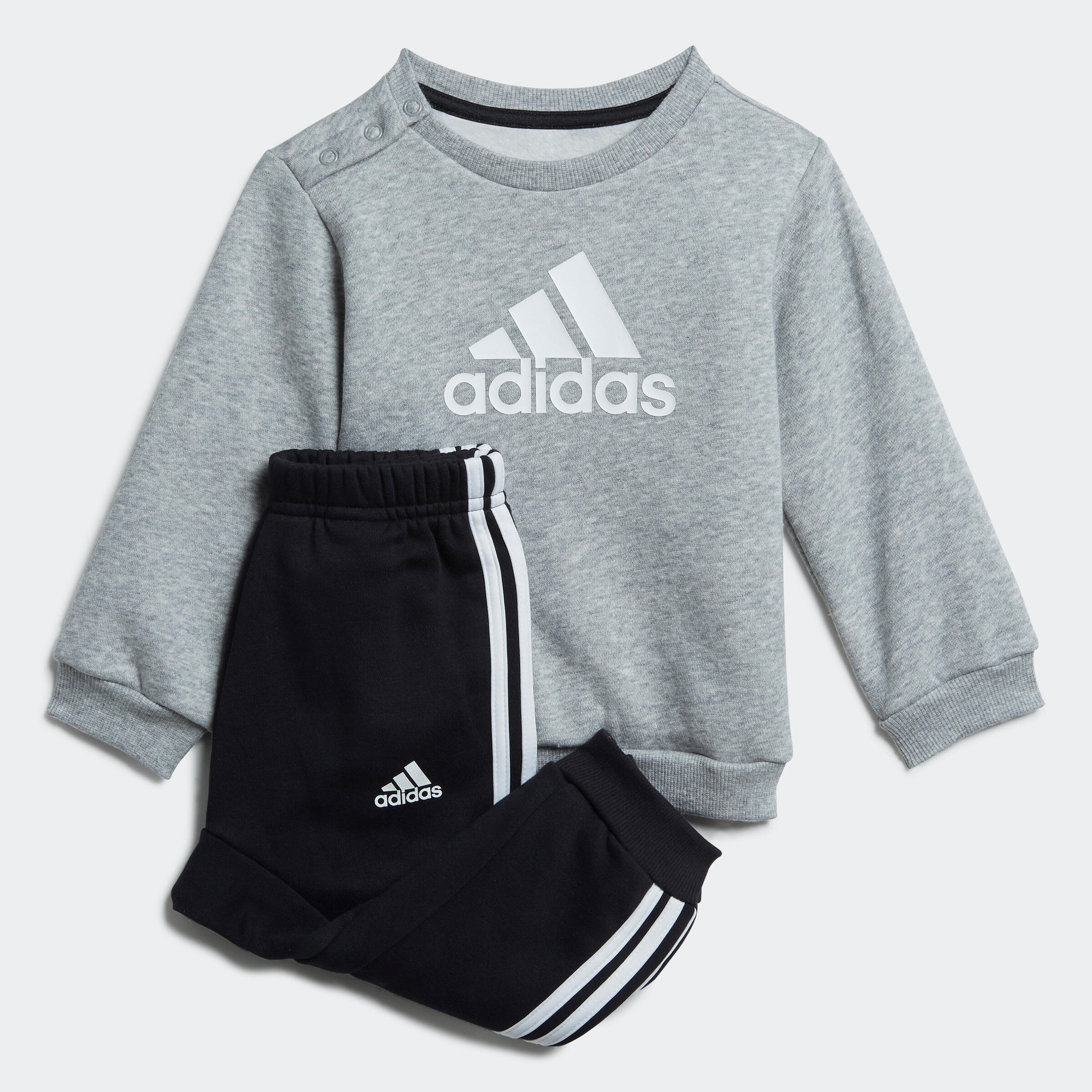 Decathlon | Tuta baby ginnastica ADIDAS misto cotone felpato grigio-nero |  Adidas
