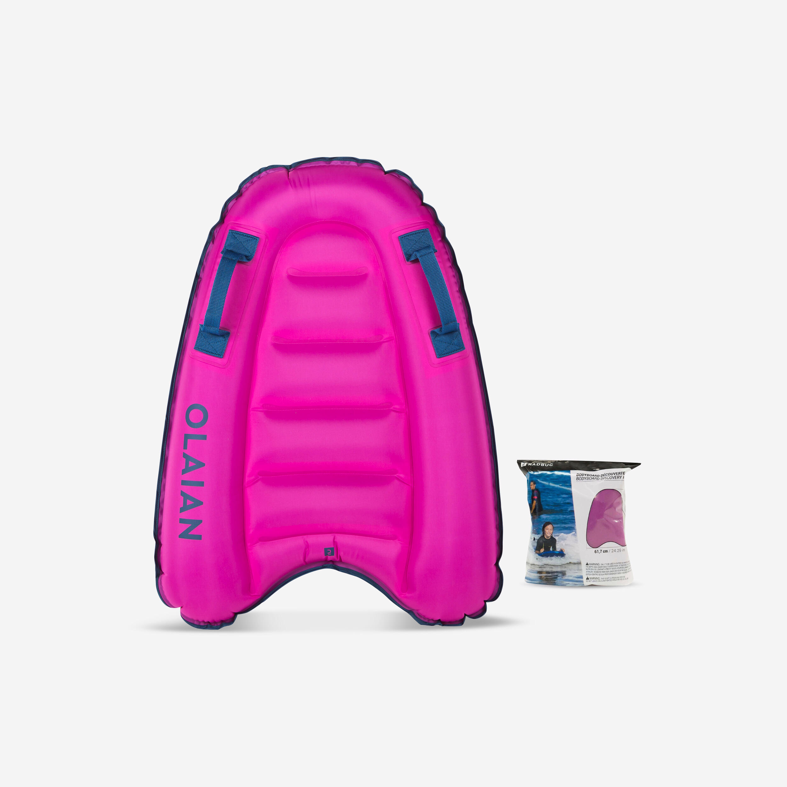OLAIAN Kid's inflatable bodyboard for 4-8 year-olds (15-25 kg) - pink
