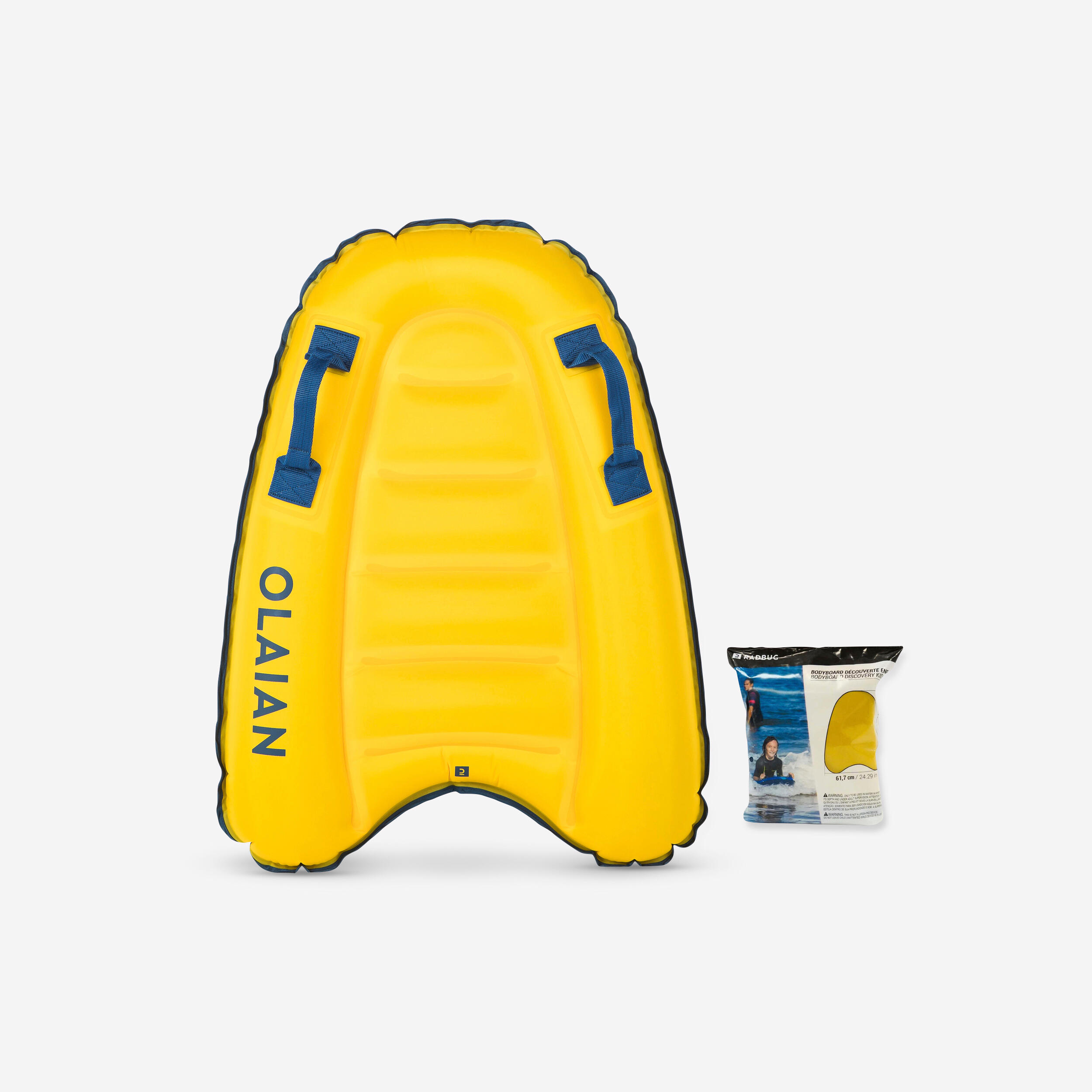 Inflatable children's bodyboard, yellow, 4-8 years (15-25Kg)