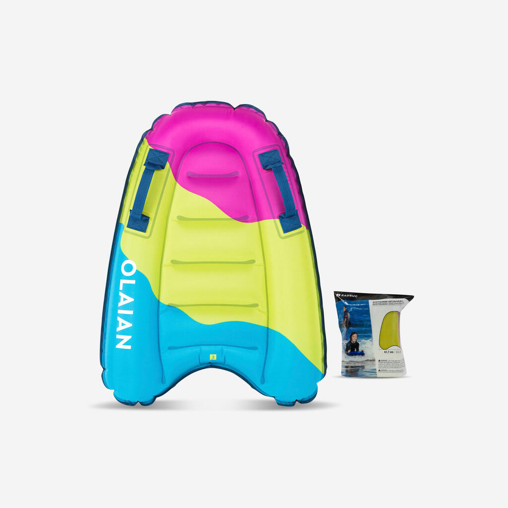 Roze-zeleno-plava dečja daska za bodibording 4–8 godina (15–25 kg)