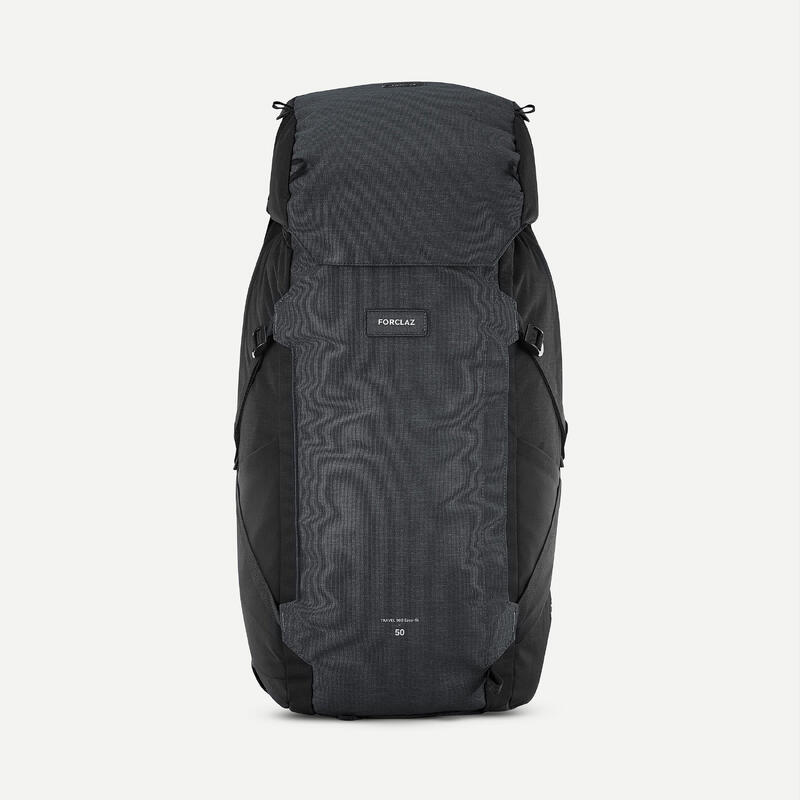 Férfi hátizsák túrázáshoz és utazáshoz Travel 900, 50+6 literes, fekete