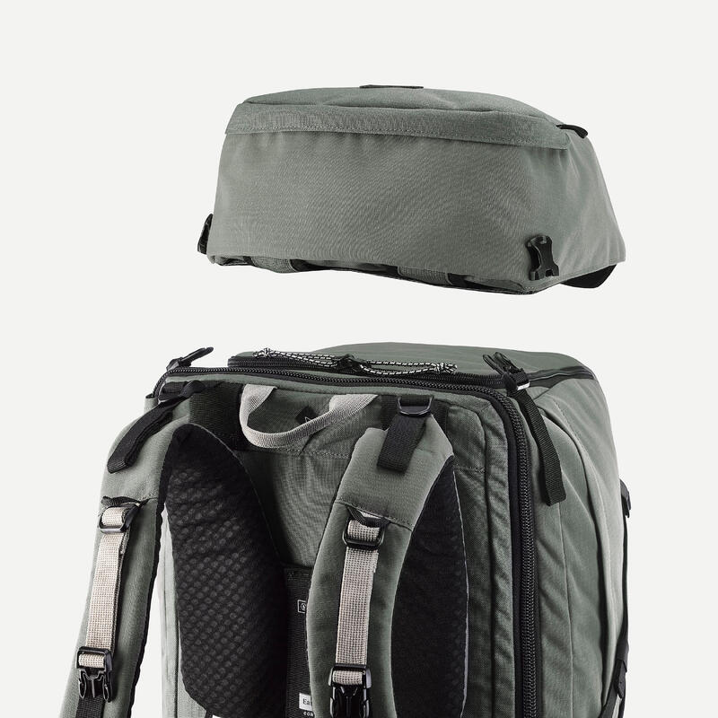 Férfi hátizsák túrázáshoz és utazáshoz, bőrönd típusú nyílással, 70+6 literes