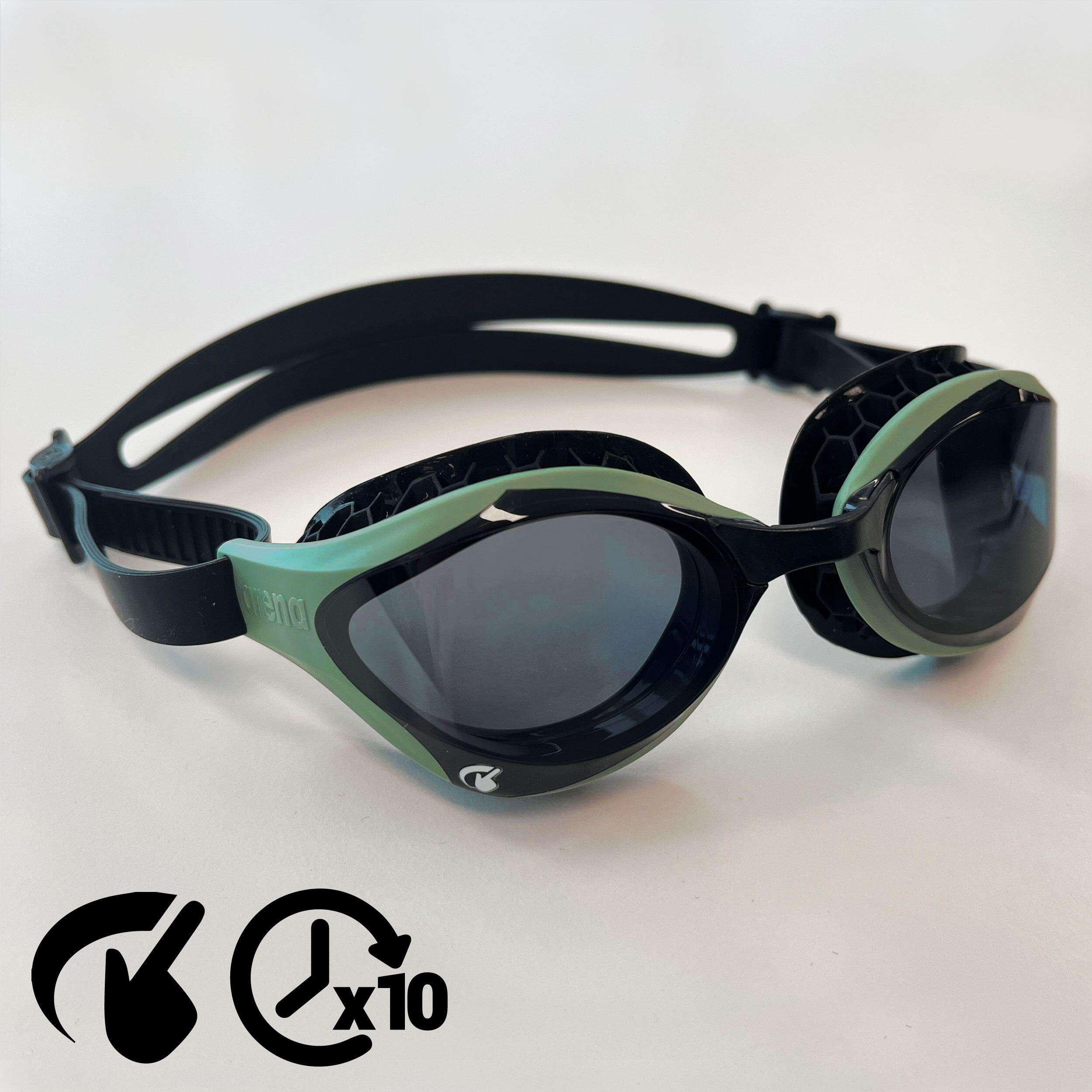 Arena - Lunettes De Natation Verres Fumés Arena Air Bold Swipe - Lunettes De Natation - Natation - Noir-vert - Taille Unique - Decathlon