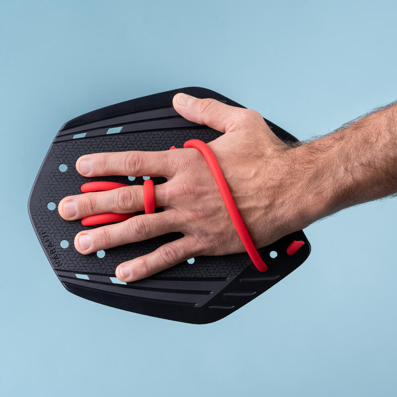 SWIMMING HAND PADDLES 900 XL BLACK RED NABAIJI Decathlon