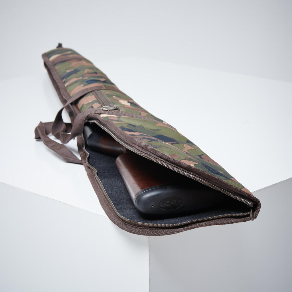 Puzdro na pušku 125 cm s maskáčovým motívom Woodland zelené a gaštanovohnedé
