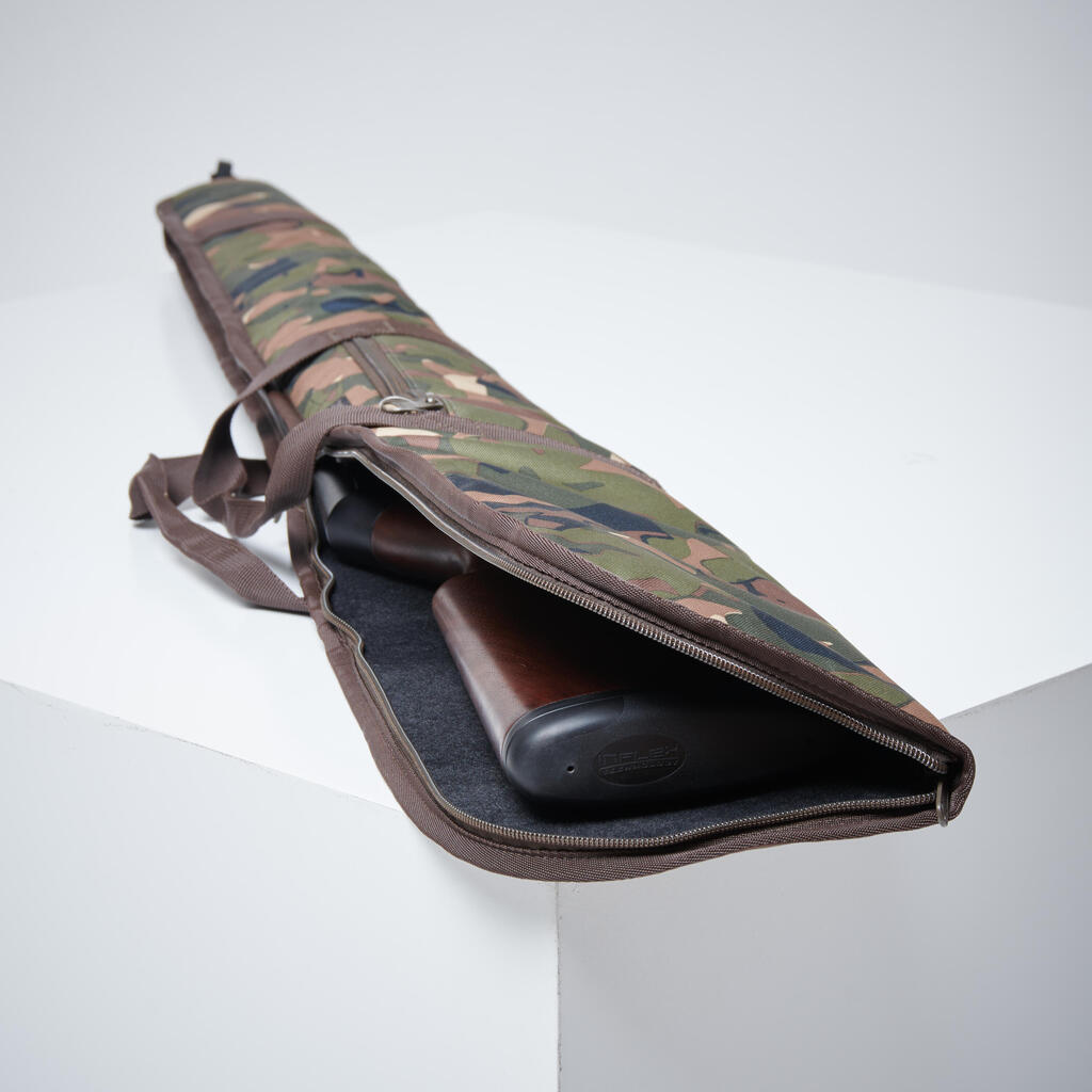 Hunting gun bag 125 cm camo woodland green and brown