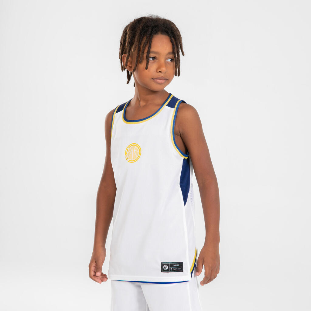 MAILLOT DE BASKETBALL SANS MANCHE REVERSIBLE ENFANT - T500R ROUGE NOIR