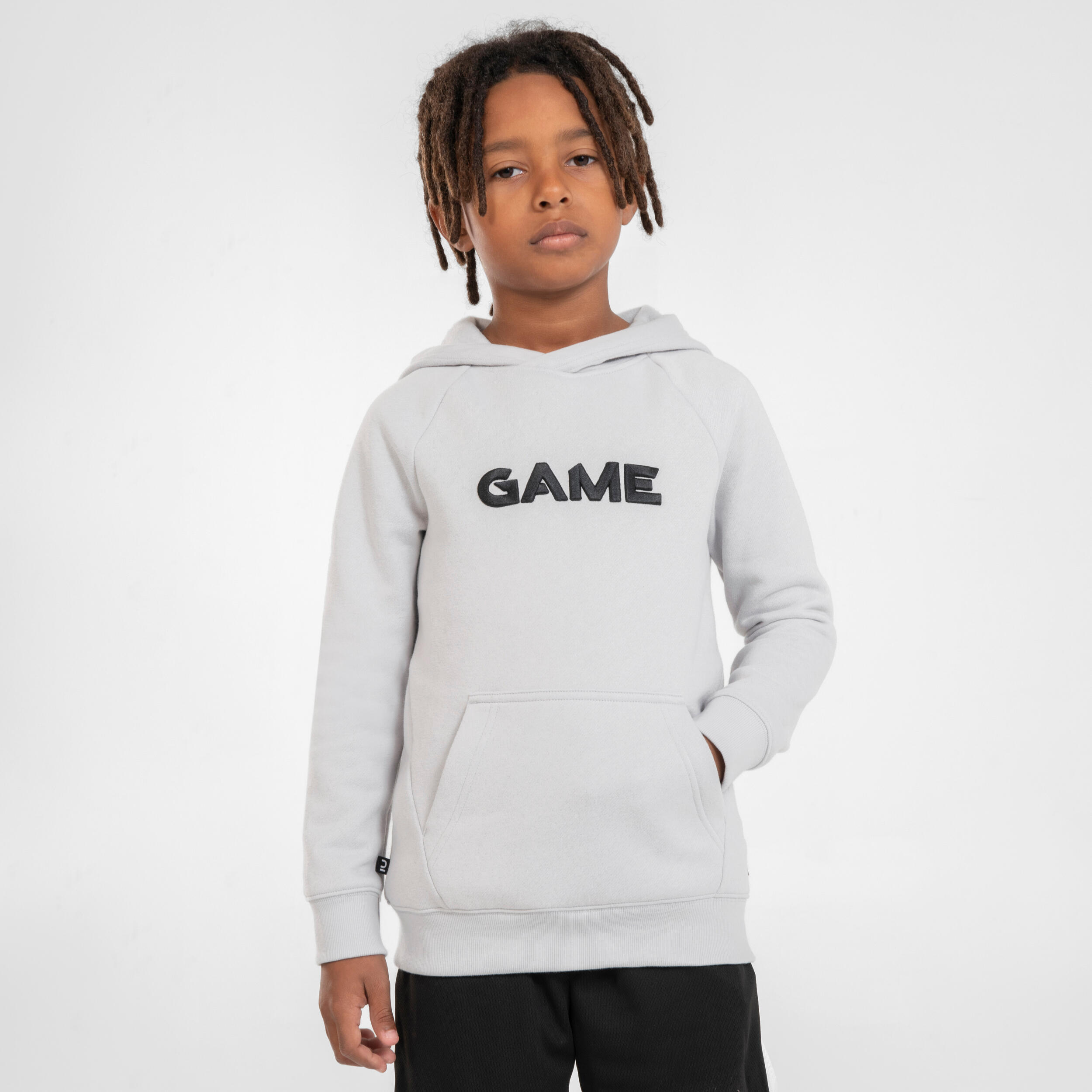 TARMAK Boys'/Girls' Basketball Sweatshirt H100 - Light Grey/Game