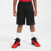 Kratke hlače za košarku 500 dvostrane dječje crno-crvene