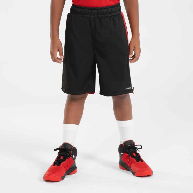 SHORT DE BÁSQUETBOL REVERSIBLE NIÑO - SH500R NEGRO ROJO - Decathlon