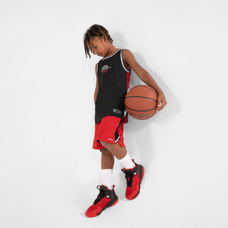Basketbalschoenen kind SS500H rood/zwart