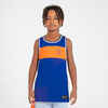 Majica bez rukava za košarku T500R dvostrana dječja plavo-mornarski plava