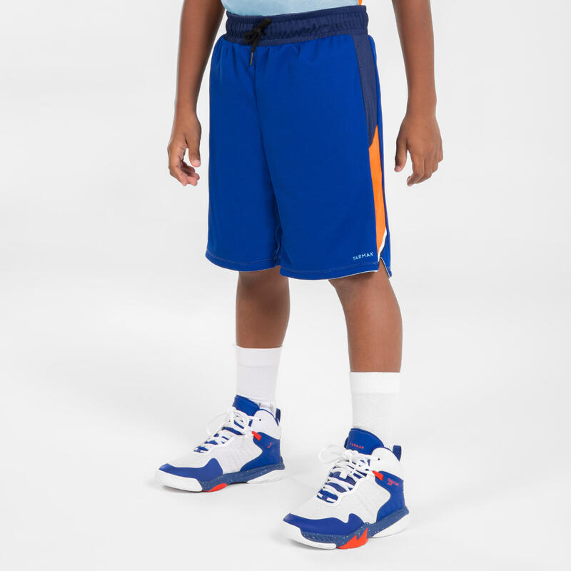 SHORT DE BALONCESTO REVERSIBLE NIÑO - SH500R AZUL CLARO MARINO