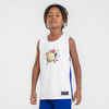 Kids' Sleeveless Basketball Jersey T500 - White