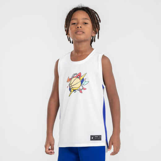 
      Kids' Sleeveless Basketball Jersey T500 - White
  