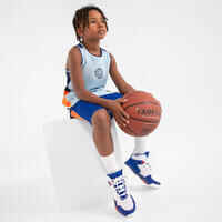 Kids' Reversible Sleeveless Basketball Jersey T500R - Light Blue/Dark Blue