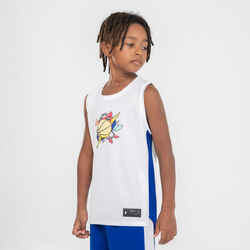 Kids' Sleeveless Basketball Jersey T500 - White