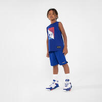 MAILLOT BASKETBALL SANS MANCHE ENFANT - TS500 FAST BLEU