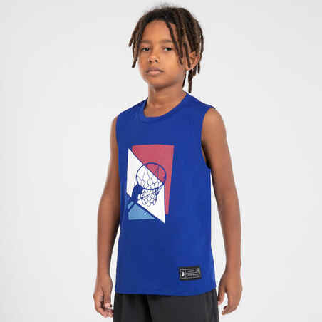 Vaikiški berankoviai krepšinio marškinėliai „TS500 Fast“, mėlyni