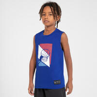 MAILLOT BASKETBALL SANS MANCHE ENFANT - TS500 FAST BLEU