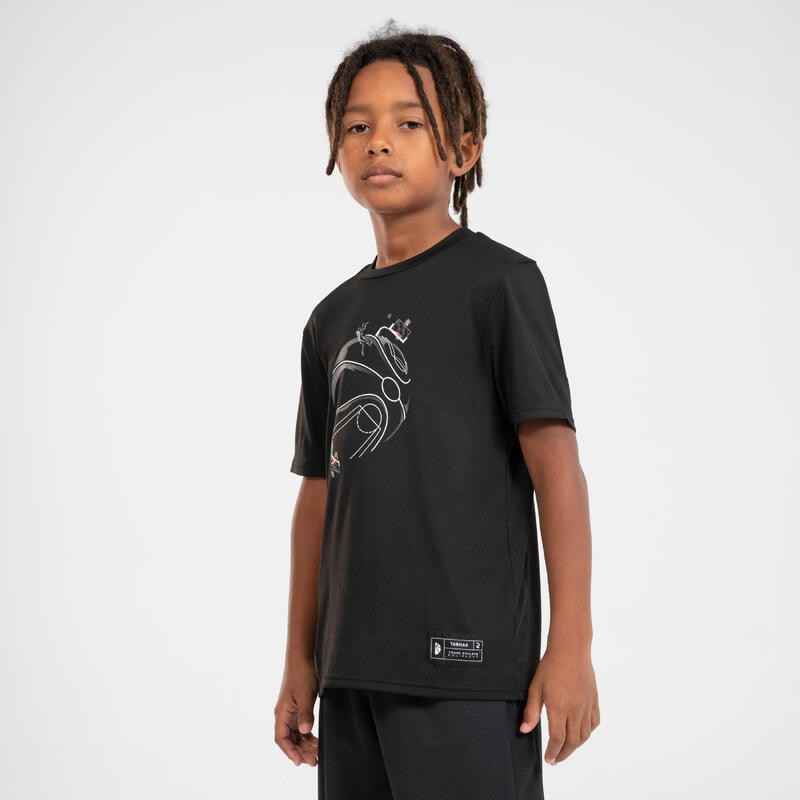 兒童款籃球 T 恤/球衣 TS500 Fast－黑色
