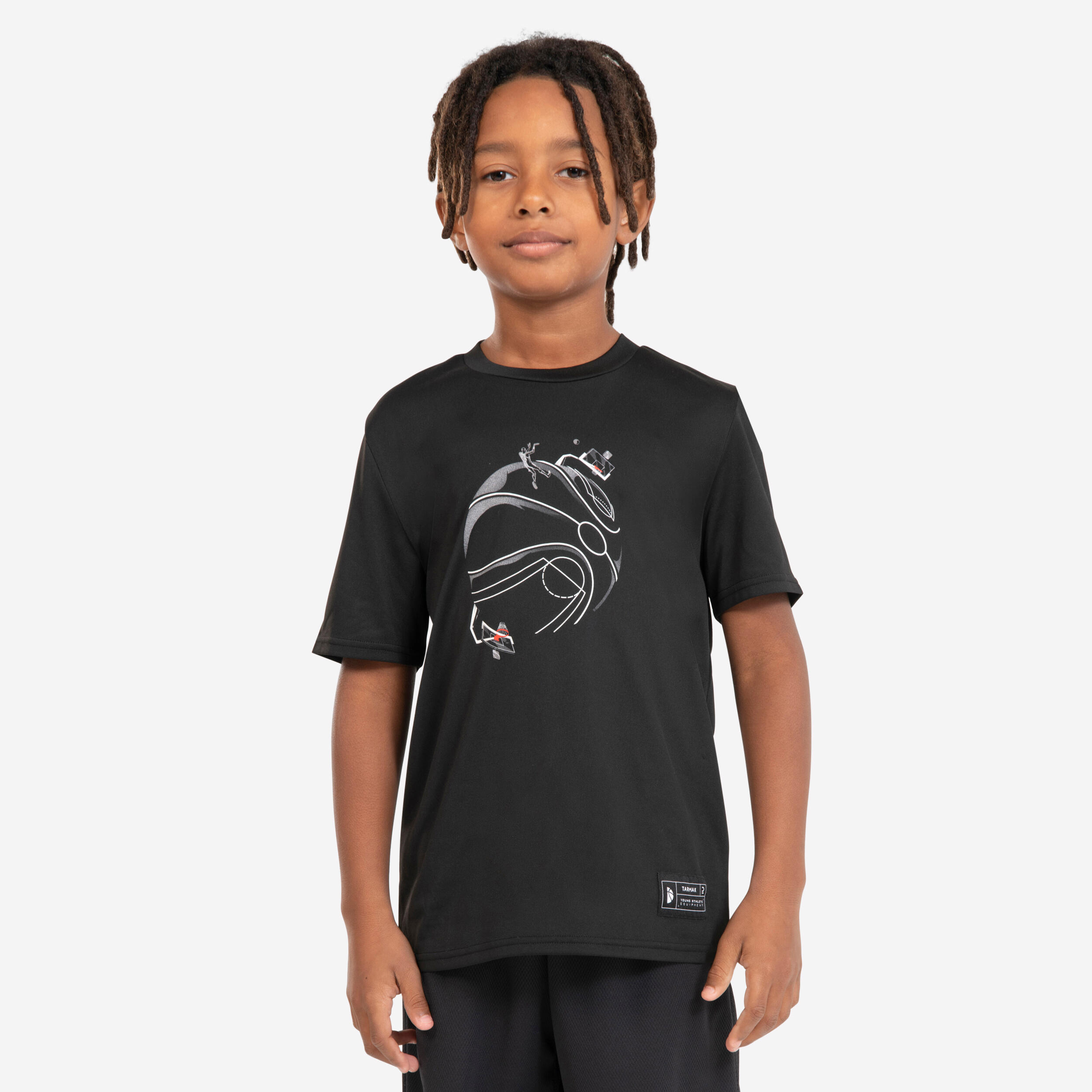 TARMAK Kids' Basketball T-Shirt / Jersey TS500 Fast - Black