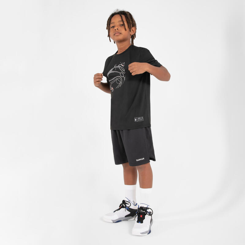 Kinder Basketballshirt TS500 Fast schwarz