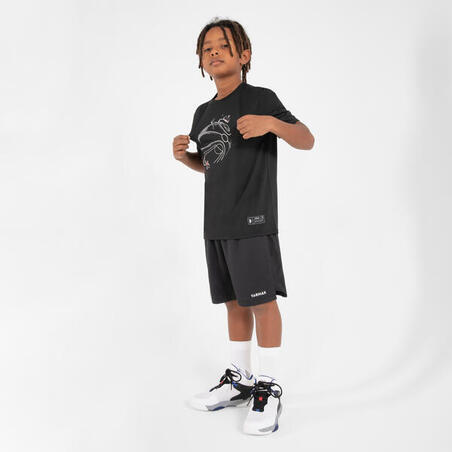 T-SHIRT / MAILLOT DE BASKETBALL ENFANT - TS500 FAST NOIR