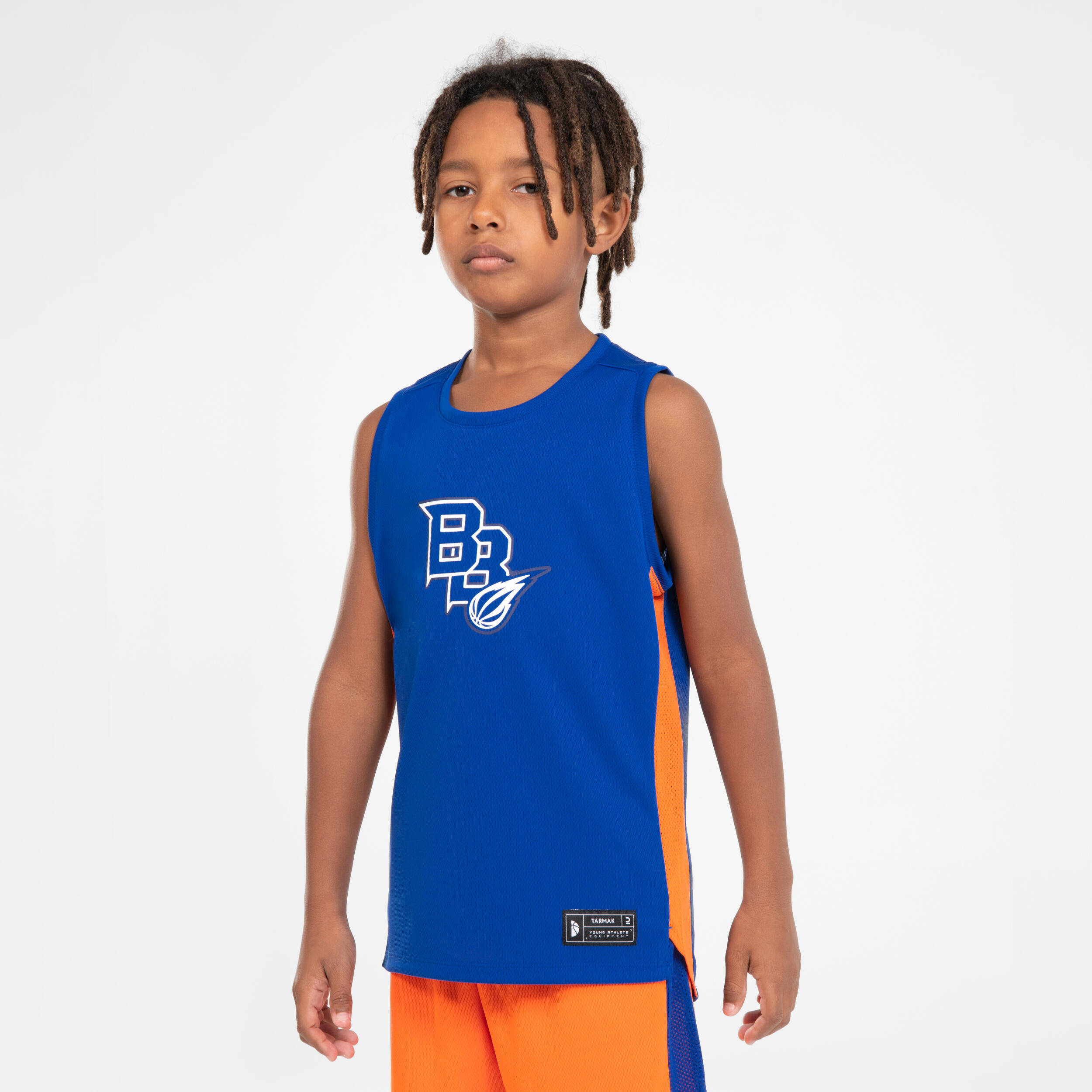 Kids' Sleeveless Basketball Jersey T500 - Blue -  2