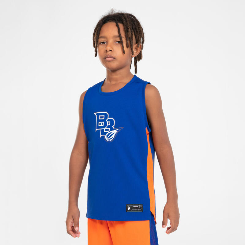 Basketbal tank top voor kinderen T500 blauw