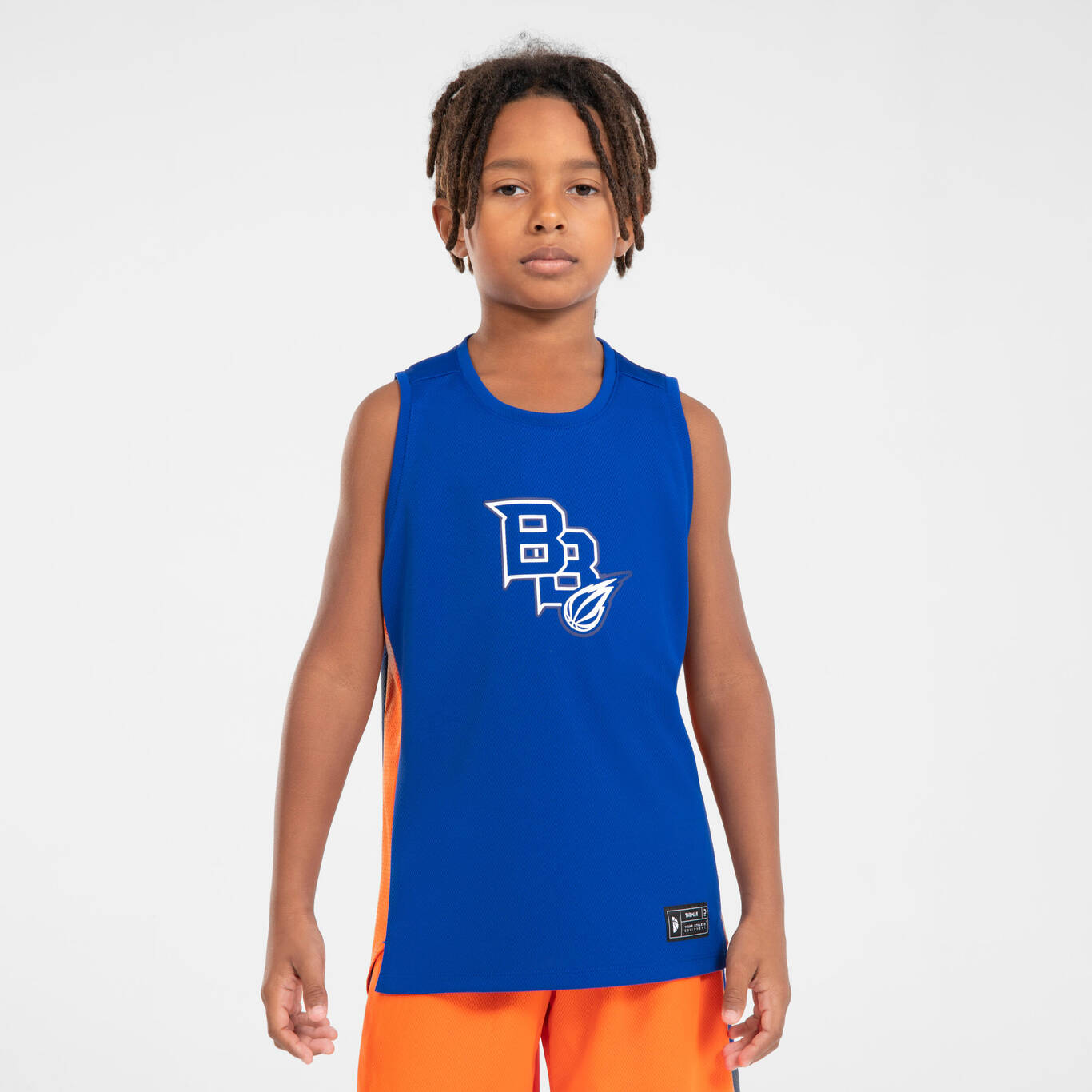 Kids' Jersey Basketball T500- Blue/orange