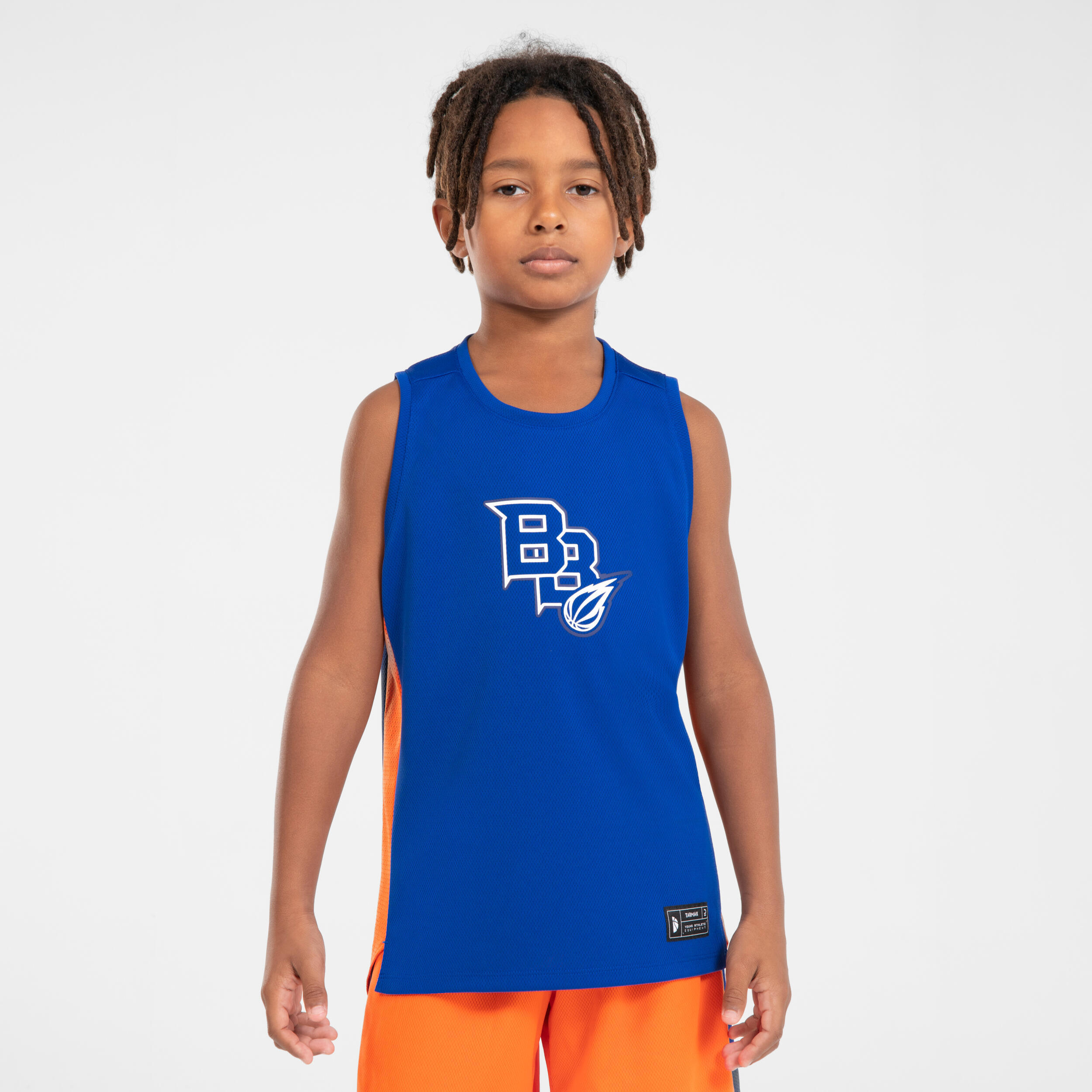 Kids' Sleeveless Basketball Jersey T500 - Blue 1/7