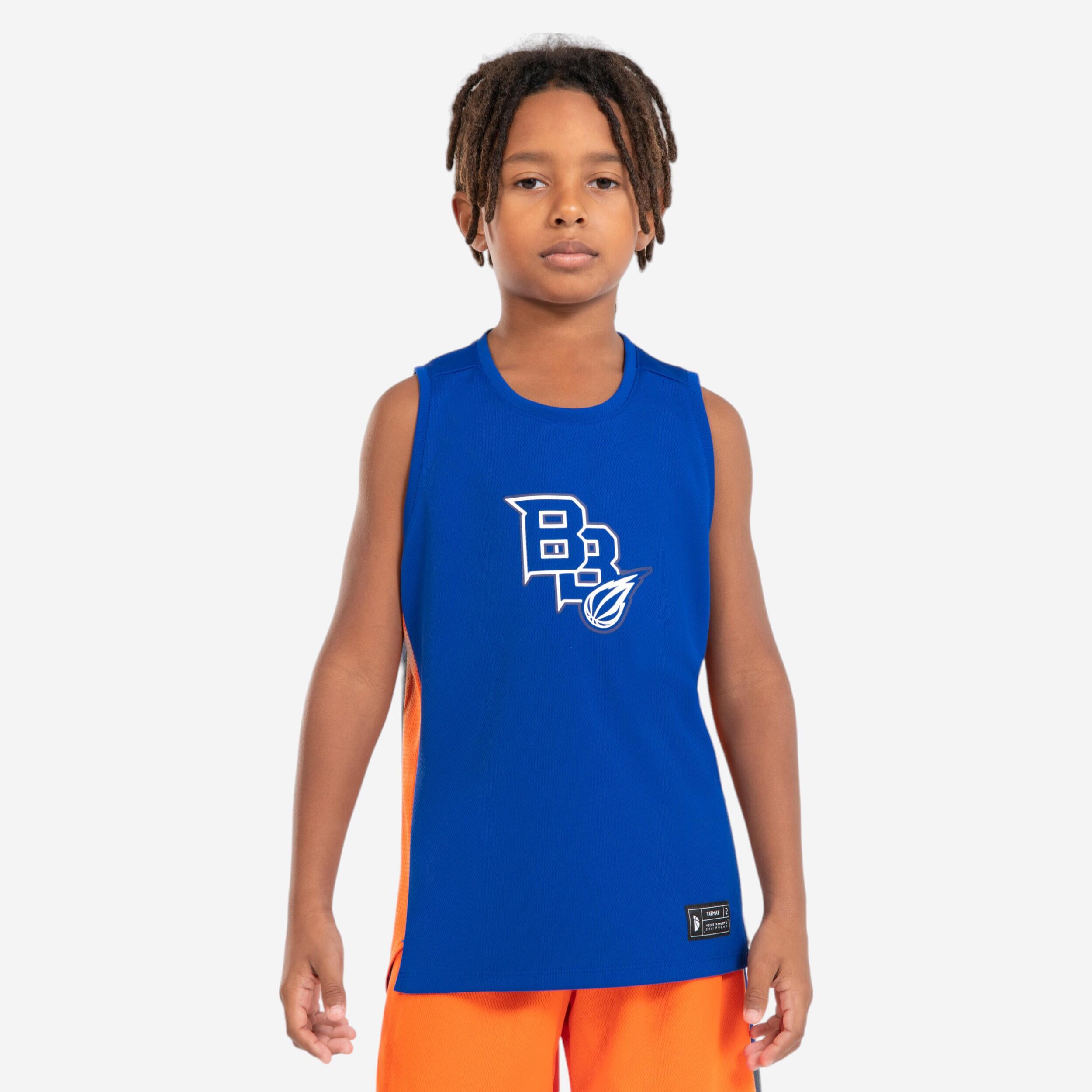 MAGLIA DA BASKET SENZA MANICHE PER BAMBINI - T500 BLU