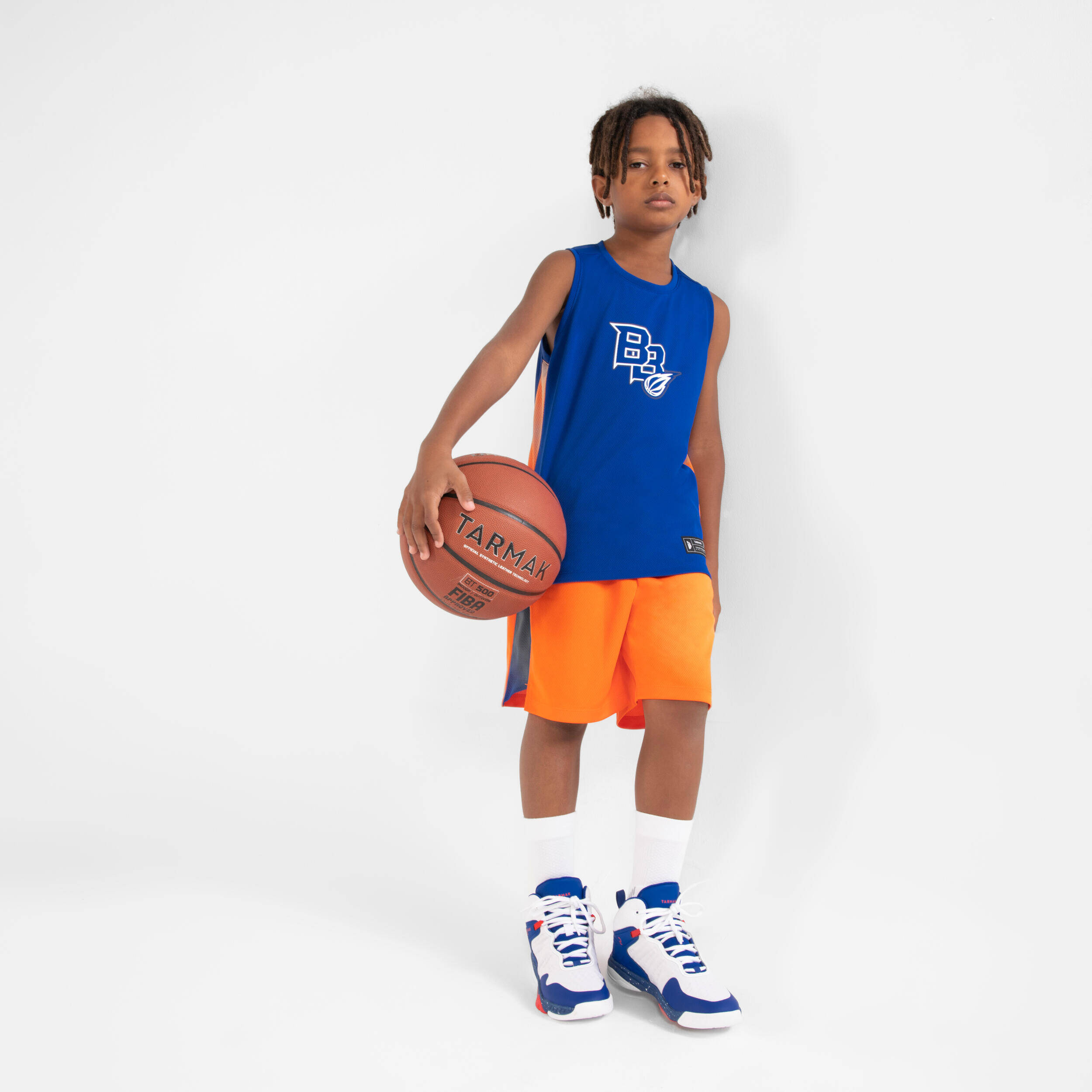 Kids' Sleeveless Basketball Jersey T500 - Blue -  4