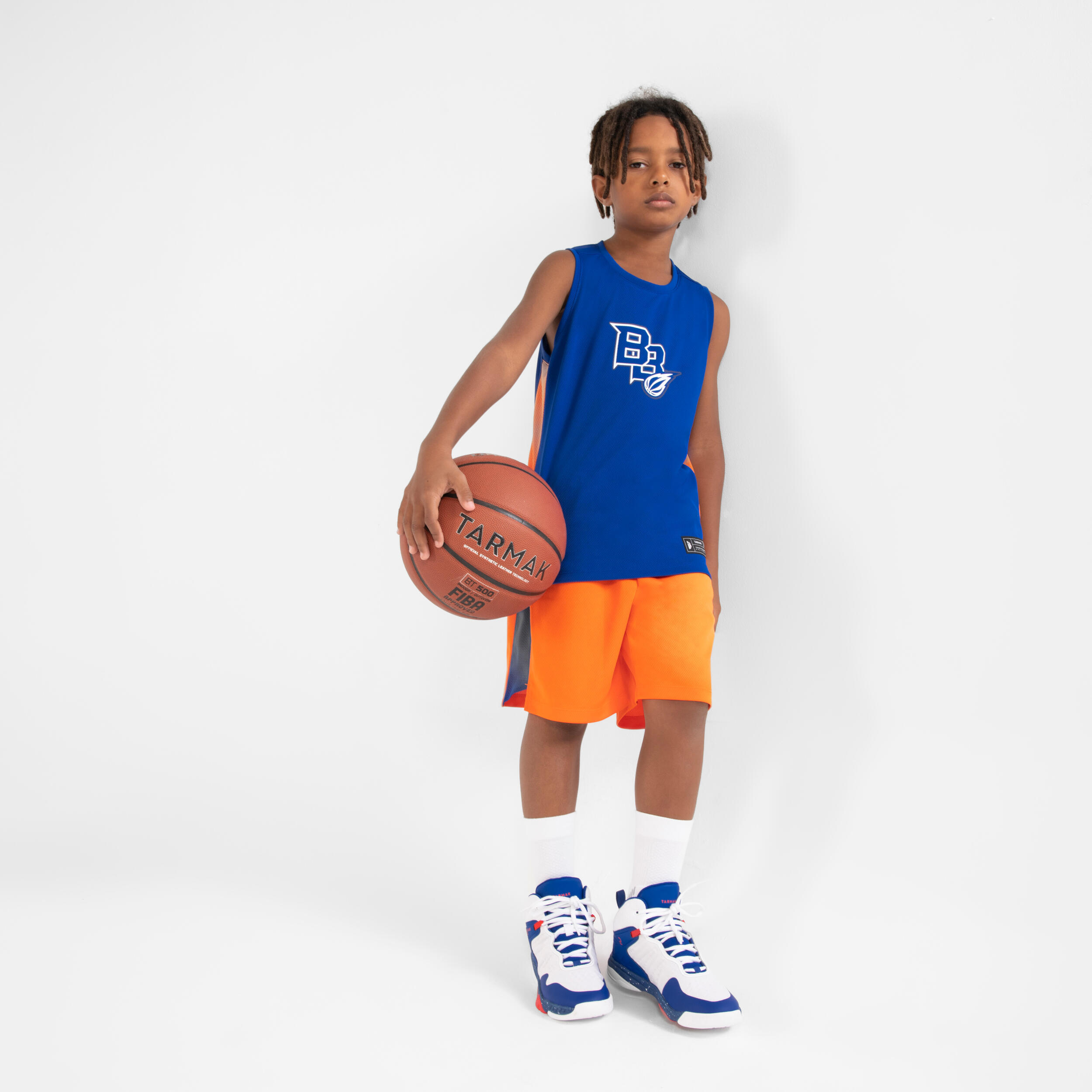 Kids' Sleeveless Basketball Jersey T500 - Blue 4/7