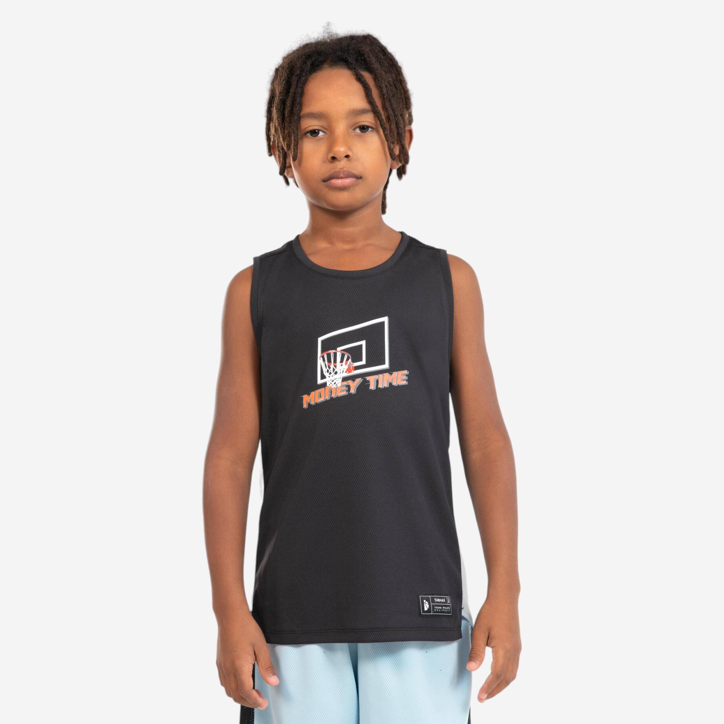 Kids' Sleeveless Basketball Jersey T500 - Black -  1
