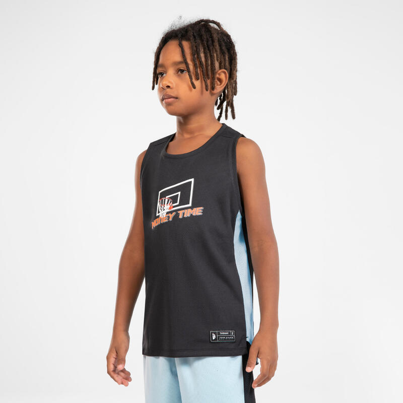 Basketbal tank top voor kinderen T500 zwart