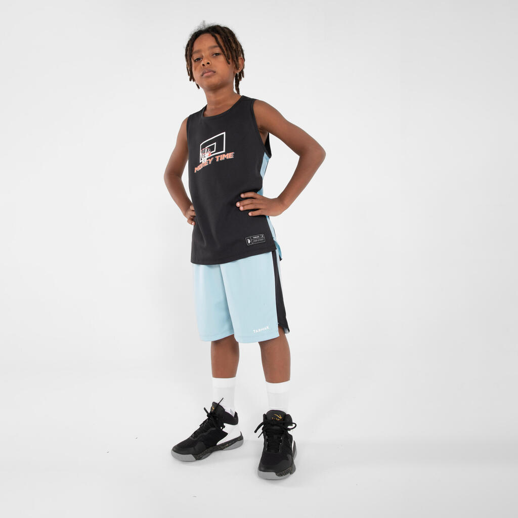 Kinder ärmellos Basketball Trikot - T500 schwarz