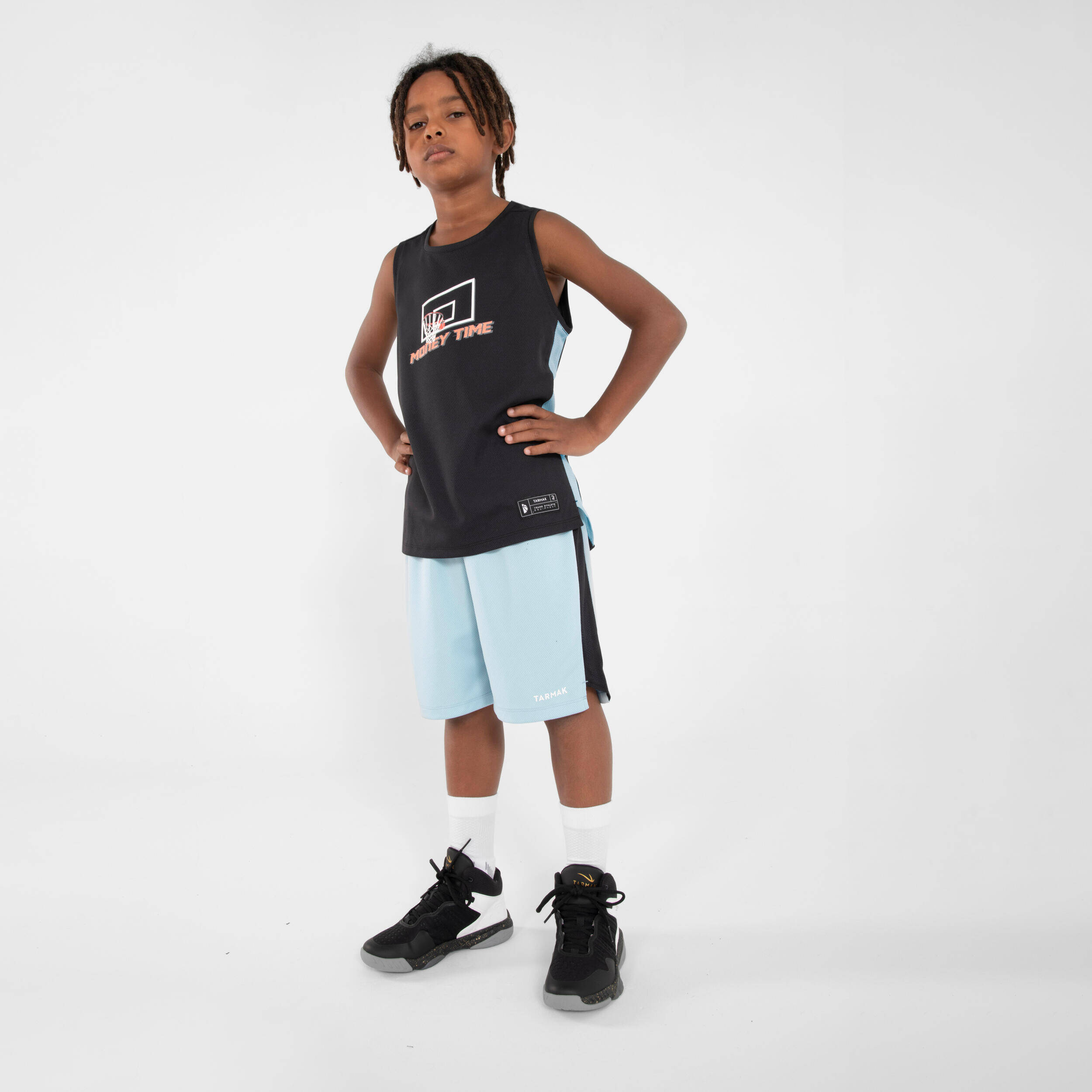Kids' Sleeveless Basketball Jersey T500 - Black -  4