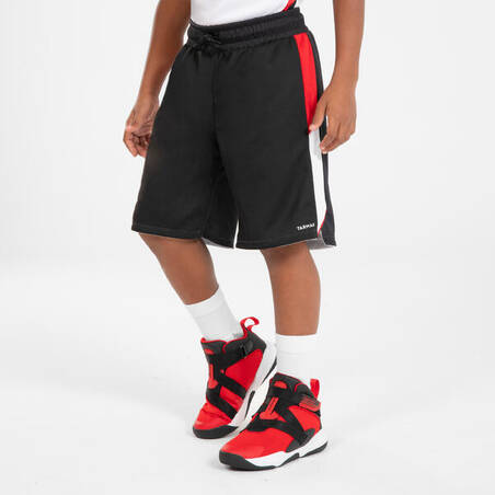 Kids' Reversible Basketball Shorts SH500R - Black/White/Red
