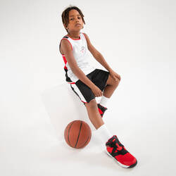 Kids' Reversible Basketball Shorts SH500R - Black/White/Red