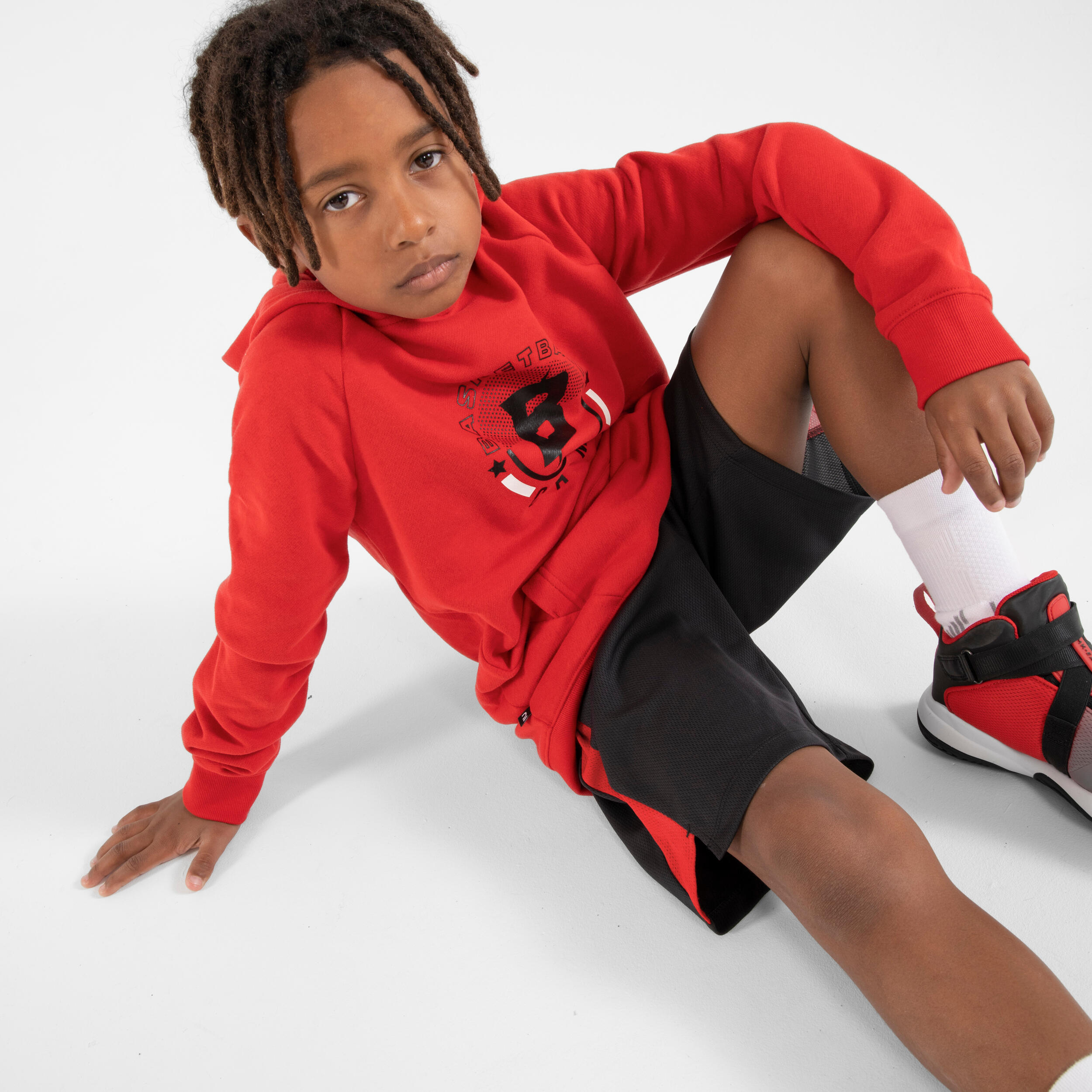 Kids' Basketball Hoodie H100 - Red 2/8