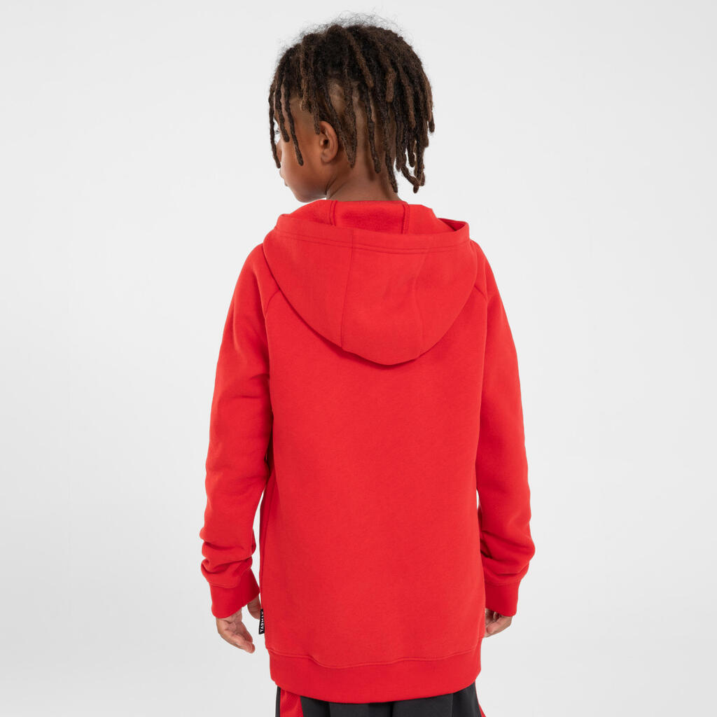 Kinder Sweatshirt mit Kapuze Hoodie Basketball - H100 gelb