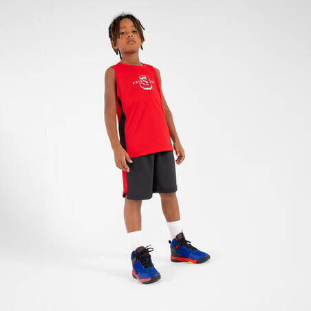 Kids' Sleeveless Basketball Jersey T500 - Red