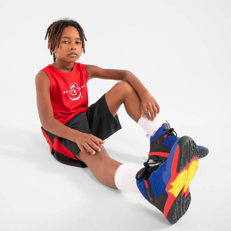 Kids' Sleeveless Basketball Jersey T500 - Red