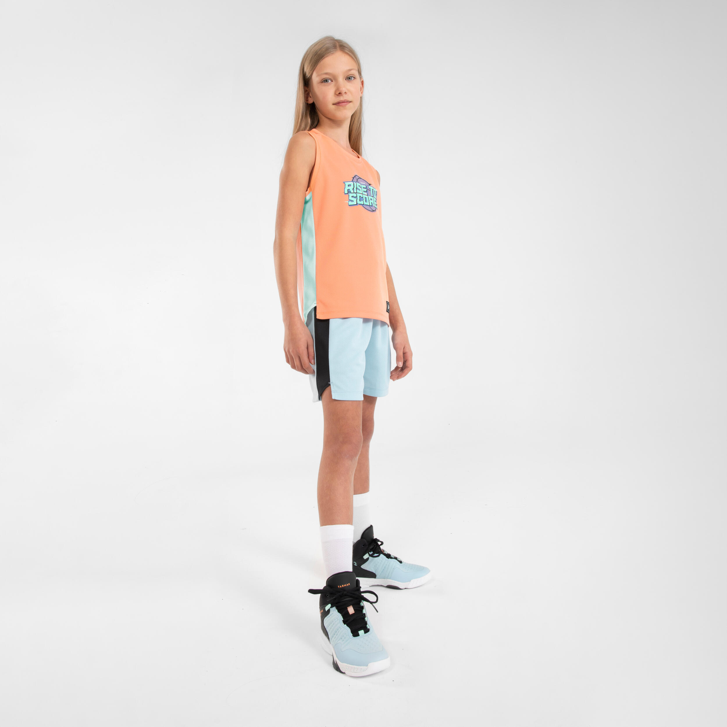 Kids' Sleeveless Basketball Jersey T500 - Orange 3/7