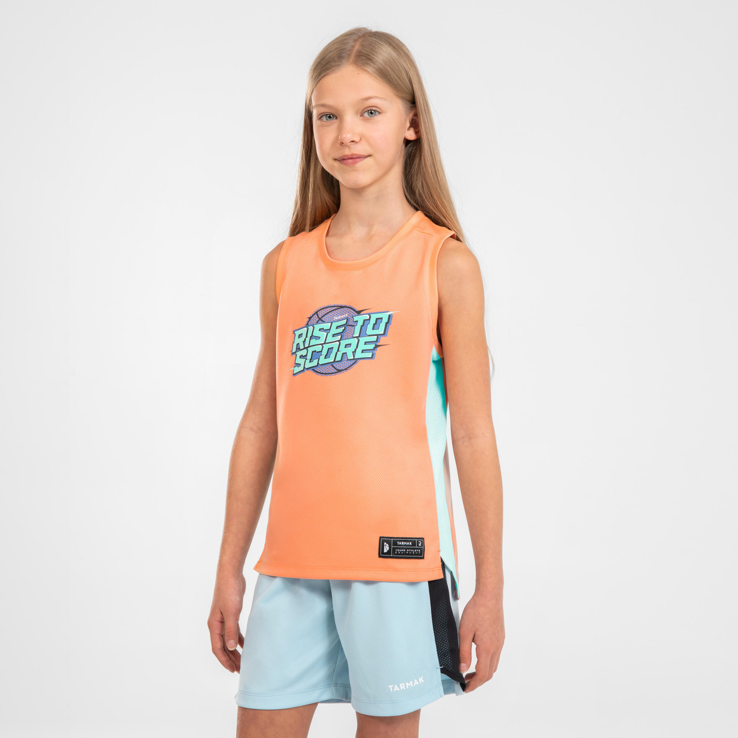 Kids' Sleeveless Basketball Jersey T500 - Orange 2/7