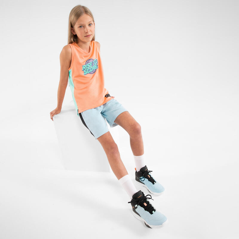 Basketbalschoenen kind SS500H zwart/lichtblauw