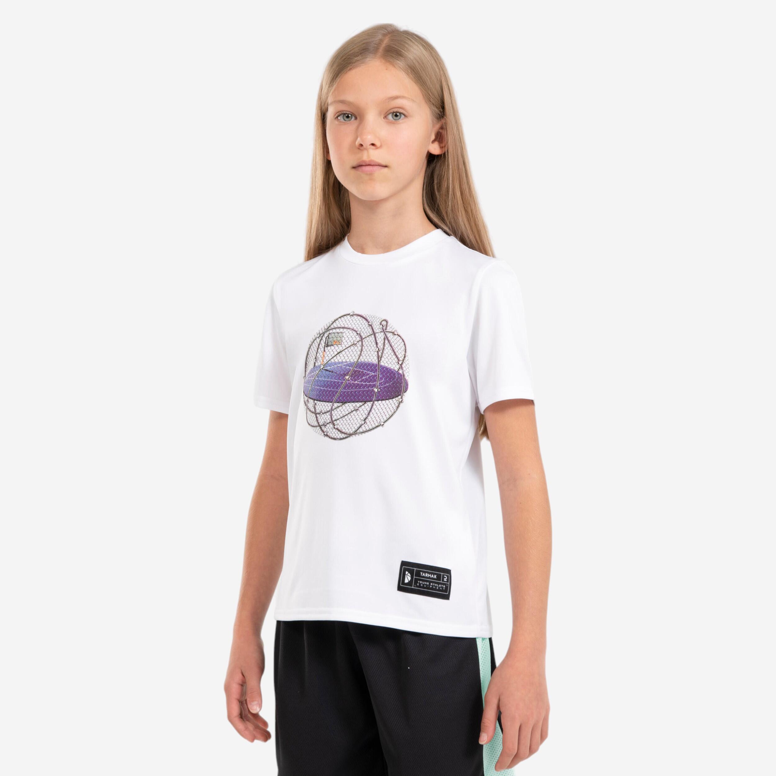 Kids Basketball T Shirt Jersey TS500 Fast White Decathlon