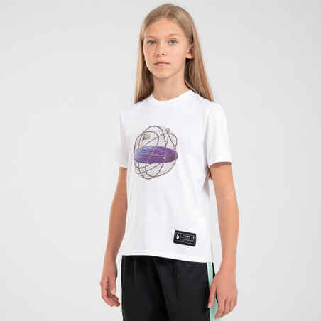 Otroška košarkarska majica s kratkimi rokavi TS500 Fast - Bela